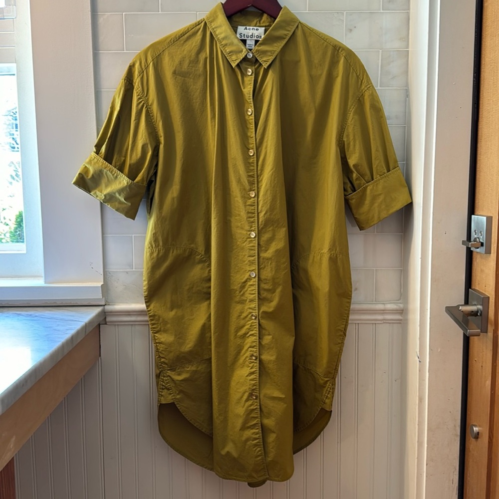 Acne Studios shirt dress in green-gold